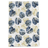 Sac Cadeau Moyen Feuilles tropicaux Bleu Blanc (Dos)