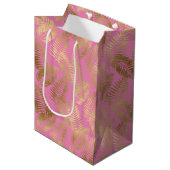 Sac Cadeau Moyen Feuilles tropicaux Chic Pink Gold (Devant Angle)