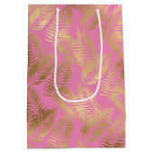 Sac Cadeau Moyen Feuilles tropicaux Chic Pink Gold (Dos)