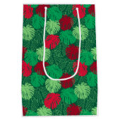 Sac Cadeau Moyen Feuilles tropicaux Noël Rouge Vert (Dos)