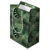 Sac Cadeau Moyen Feuilles verts tropicaux (Dos Angle)