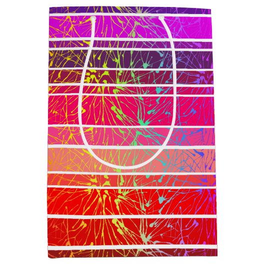 Sac Cadeau Moyen Feux d'artifice colorés, roses et violets (Devant)