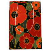 Sac Cadeau Moyen Fiery Garden – Stylized Poppy Bloom (Devant)
