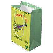 Sac Cadeau Moyen Fiesta Fun Mexicaine Lime Monogramme Moyen Cadeau (Devant Angle)