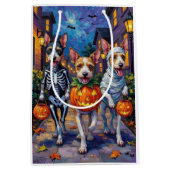 Sac Cadeau Moyen Fil Fox Terrier Trick-or-Treating Halloween (Devant)