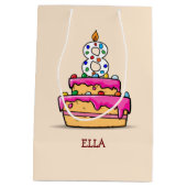 Sac Cadeau Moyen Fille 8e anniversaire, 8 sur Gâteau rose doux (Dos)
