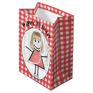 Sac Cadeau Moyen Fille à bâtons d'anniversaire en baskets sur Gingh