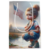 Sac Cadeau Moyen Fille avec drapeau américain (Devant)