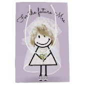 Sac Cadeau Moyen Fille Baguette Mariée En Robe De Dentelle Et Baske (Devant)