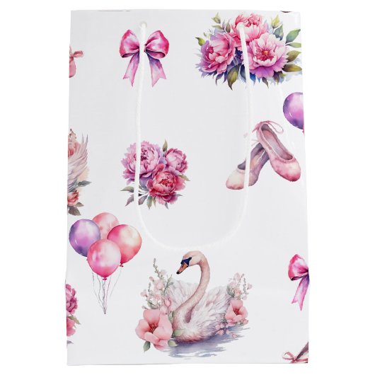 Sac Cadeau Moyen Fille Ballet Rose Floral (Dos)