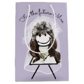 Sac Cadeau Moyen Fille bâton mariée avec bouquet de marguerites  (Devant)