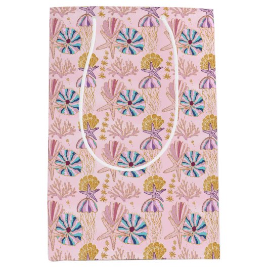 Sac Cadeau Moyen Fille Bébé rose sous la brise marine (Devant)