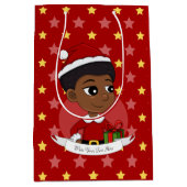 Sac Cadeau Moyen Fille de Noël avec un dessin animé afro (Devant)