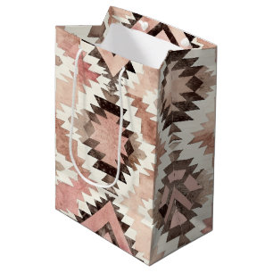 Sac Cadeau Moyen Fille-fille rose Brown Southwestern Tribal Anniver