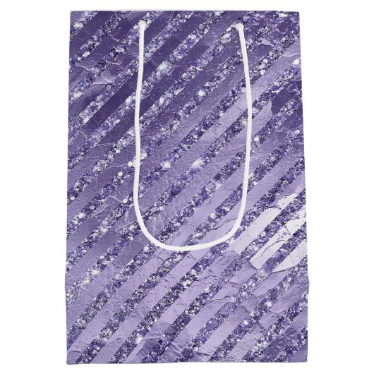 Sac Cadeau Moyen Fille Glam Purple Parties scintillant rayures Anni (Dos)