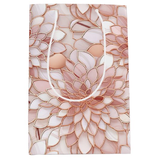 Sac Cadeau Moyen Fille Glam Rose Rose Or Floral (Devant)