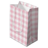 Sac Cadeau Moyen Fille Pastel Rose En vichy Plaid (Dos Angle)