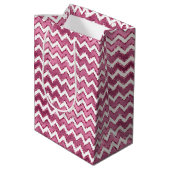 Sac Cadeau Moyen Fille rose blanc Zigzag rayures (Dos Angle)