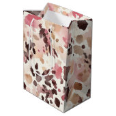 Sac Cadeau Moyen Fille Rose Crème Brown Leopard Animal Anniversaire (Dos Angle)