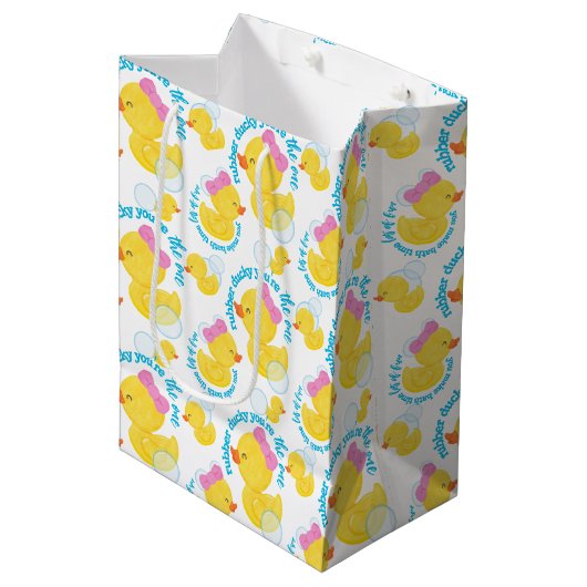 Sac Cadeau Moyen Fille Rubber Ducky Tu es la fête unique (Devant Angle)