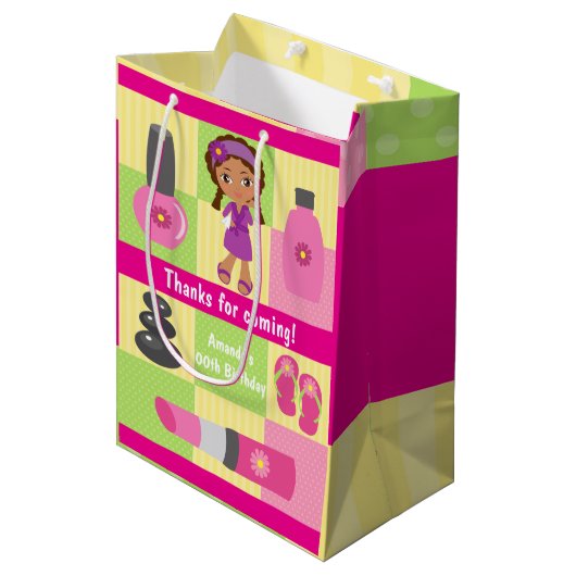 Sac Cadeau Moyen Fille Spa Anniversaire Fête Fête Faveur (Devant Angle)