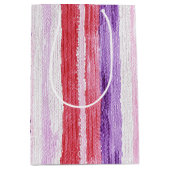 Sac Cadeau Moyen Fille violet rose rose rouge rayures Noël (Devant)