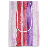 Sac Cadeau Moyen Fille violet rose rose rouge rayures Noël (Dos)