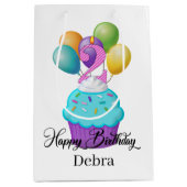 Sac Cadeau Moyen filles 2ND Birthday cupcake ajouter nom (Devant)