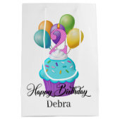 Sac Cadeau Moyen filles 2ND Birthday cupcake ajouter nom (Dos)