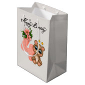 Sac Cadeau Moyen Filles d'ours mignon Anniversaire 4e (Dos Angle)