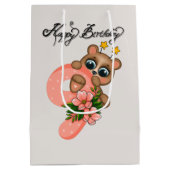 Sac Cadeau Moyen Filles d'ours mignon Anniversaire 9e (Dos)
