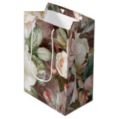 Sac Cadeau Moyen Fines Roses Roses Blanches et Roses Tendres (Devant Angle)