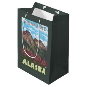 Sac Cadeau Moyen Fireweed et montagnes - Seward, Alaska