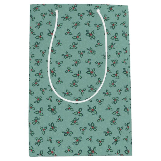 Sac Cadeau Moyen Flacon creux et flocons sur turquoise (Devant)
