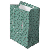 Sac Cadeau Moyen Flacon creux et flocons sur turquoise (Dos Angle)