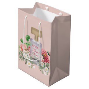 Sac Cadeau Moyen Flacon de parfum rose blush Floral Fête de mariage