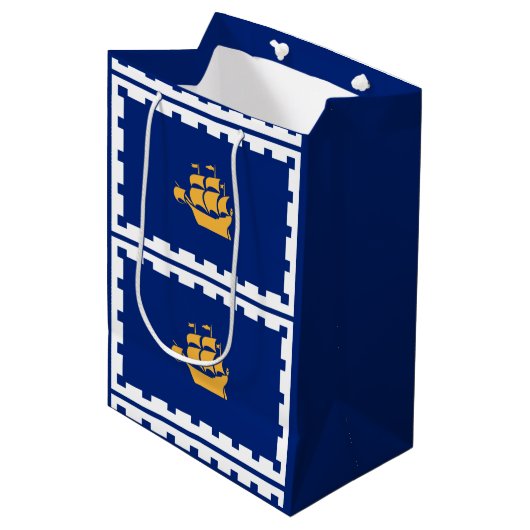 Sac Cadeau Moyen Flag of Quebec City Medium Gift Bag (Devant Angle)