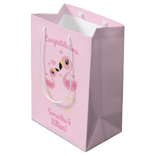 Sac Cadeau Moyen Flamant rose Baby shower de la petite tropicale