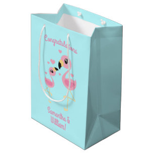 Sac Cadeau Moyen Flamant rose Baby shower mignon Tropical