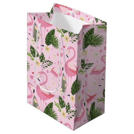 Sac Cadeau Moyen Flamant rose Collection d'été Un design 8 (Devant Angle)