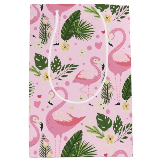 Sac Cadeau Moyen Flamant rose Collection d'été Un design 8 (Devant)
