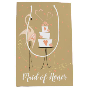 Sac Cadeau Moyen Flamant rose Mariage Bridesmaid Moyen