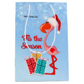 Sac Cadeau Moyen Flamant rose Père Noël Noël (Devant)