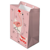 Sac Cadeau Moyen Flamant rose Père Noël Pink Joyeux Joyeux Jours fé (Dos Angle)