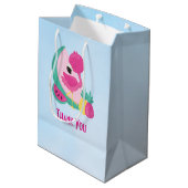 Sac Cadeau Moyen Flamant rose rose avec pastèque et ananas (Dos Angle)