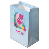 Sac Cadeau Moyen Flamant rose rose avec pastèque et ananas (Devant Angle)