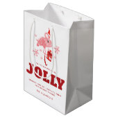 Sac Cadeau Moyen Flamant rose rose Plage tropicale Noël blanc (Dos Angle)
