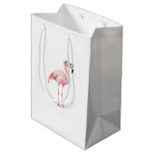 Sac Cadeau Moyen Flamant rose rose vert Anniversaire (Dos Angle)