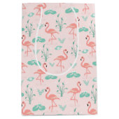 Sac Cadeau Moyen Flamant rose tropical d'été rose pastel (Devant)