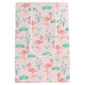 Sac Cadeau Moyen Flamant rose tropical d'été rose pastel (Dos)